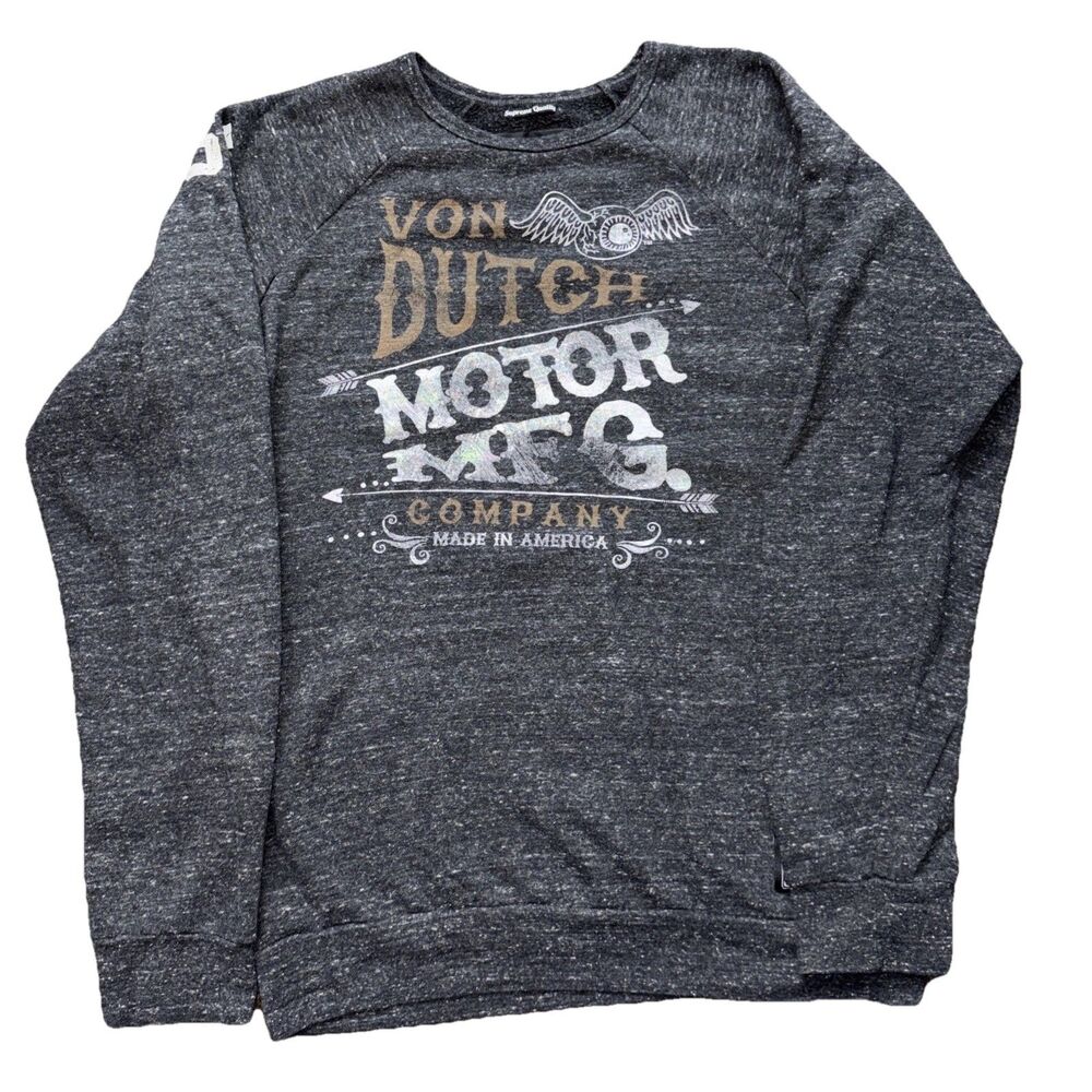 Von Dutch Sweater Men’s Pull Over Grey  2X Small Fit